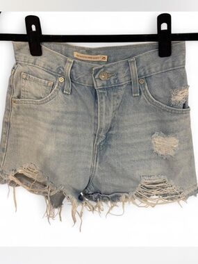Levi's Light Blue Distressed High-Rise Jean Shorts